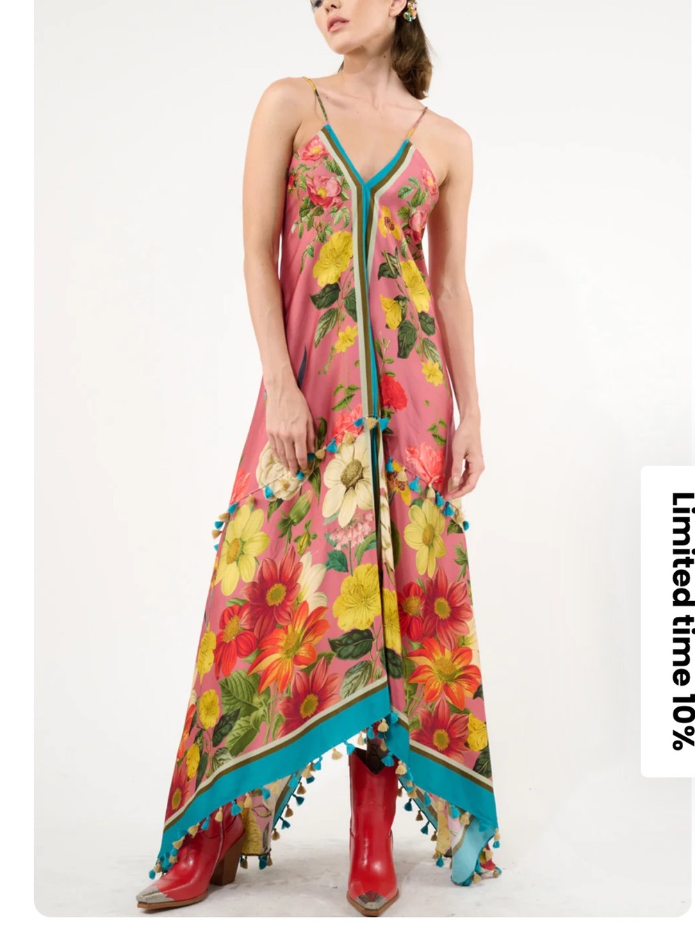 87K.New  Aratta My Valentine Dress Floral Pink Maxi Slip Dress $200
